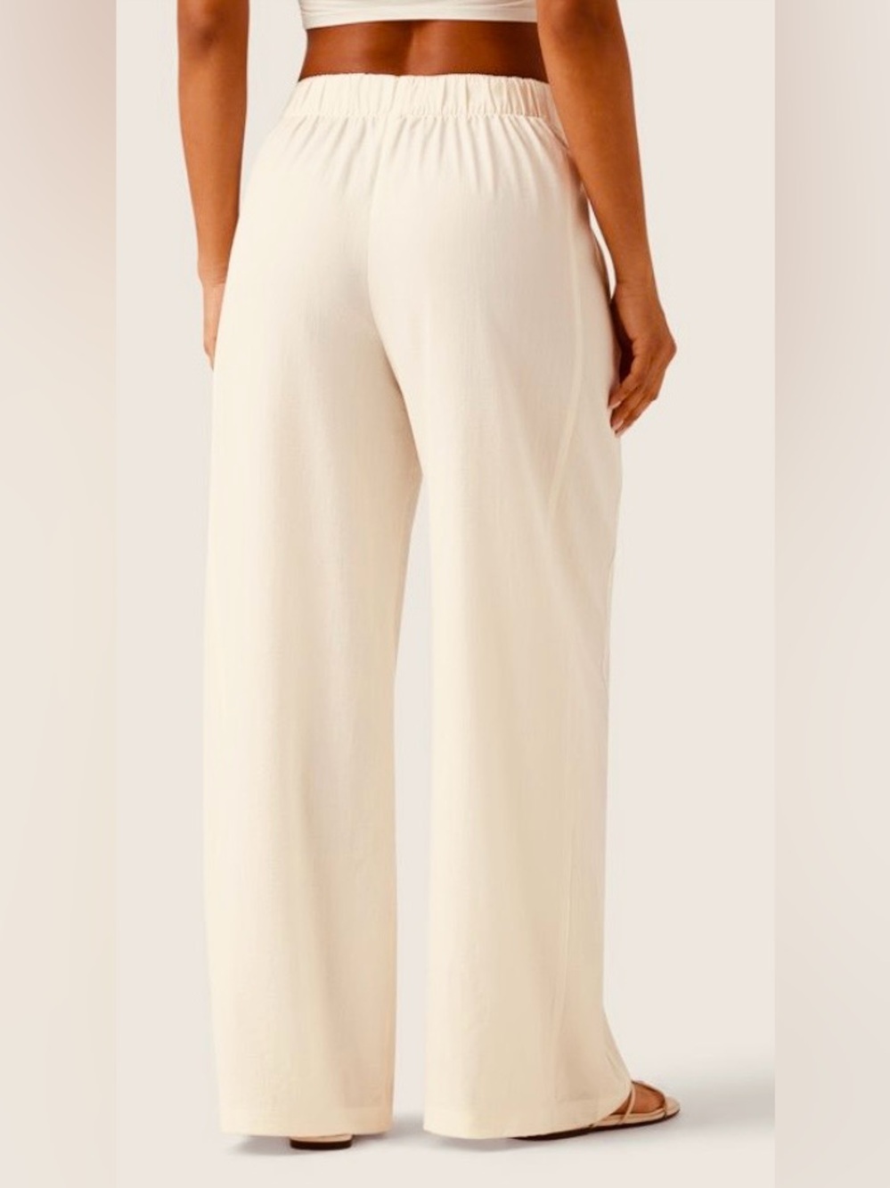 MEDIUM. HALARA MIDRISE LINEN WIDE LEG CASUAL PANTS - Picture 3 of 9